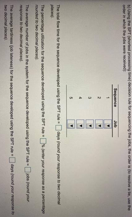 a) Using the EDD (earliest due date) decision