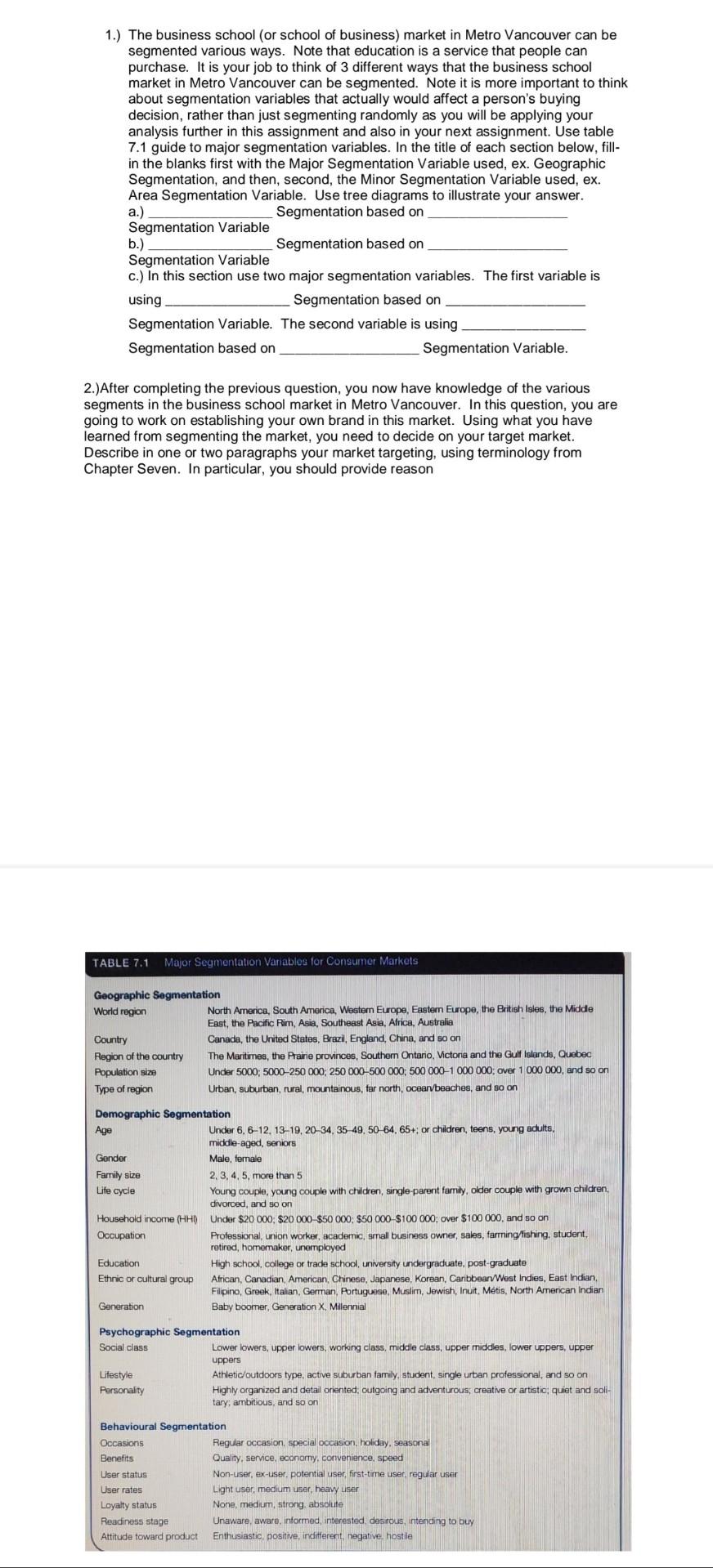 1.) The business School (or school of business)