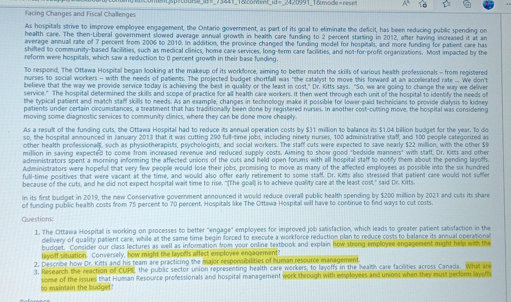 Solve the case study The origins of The Ottawa