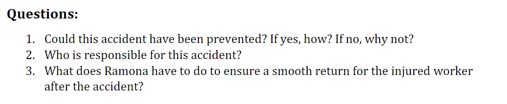 HRM Case Incident: Ramona's Health and Safety
