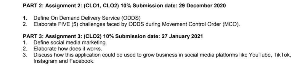 PART 2: Assignment 2: (CLO1, CLO2) 10% Submission