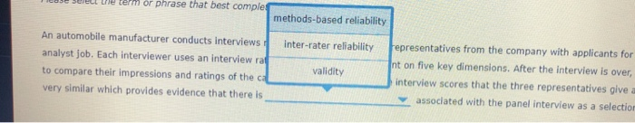 Please select the term or phrase that best