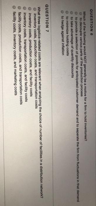 QUESTION 4 Cycle counting: is a process by which