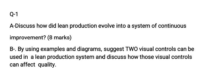 Q-1 A-Discuss how did lean production evolve into