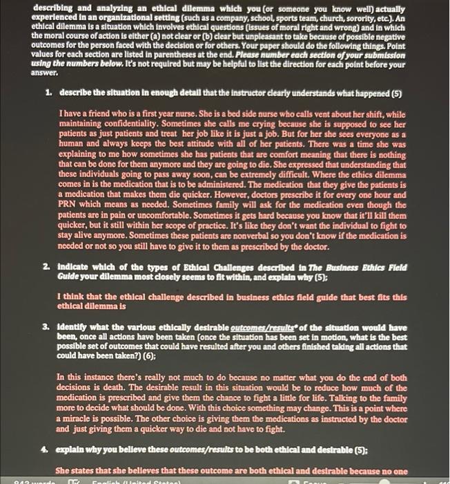 can you answer this based on the senario given in