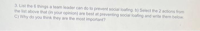 3. List the 6 things a team leader can do to