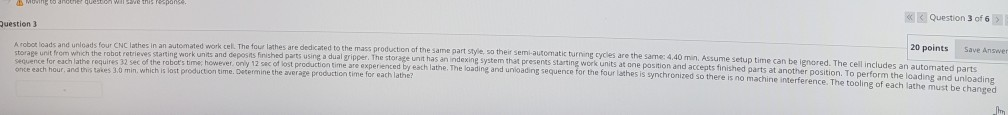 < < Question 3 of 6 > Question 3 20 points Save