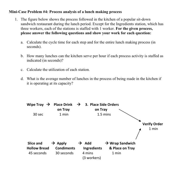 Mini-Case Problem #4: Process analysis of a lunch