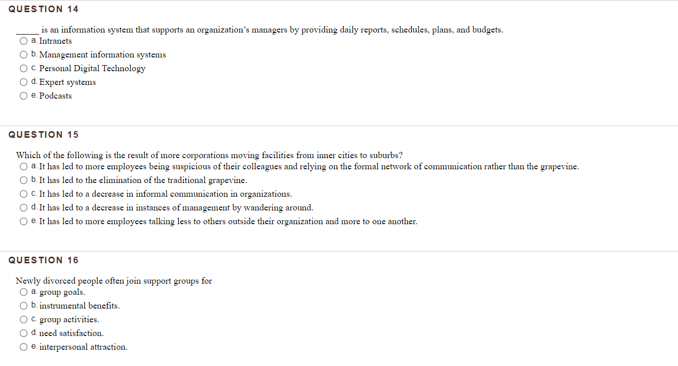 QUESTION 14 is an information system that