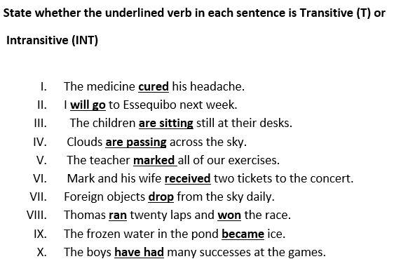 State whether the underlined verb in each