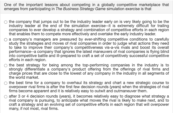 One of the important lessons about competing in a