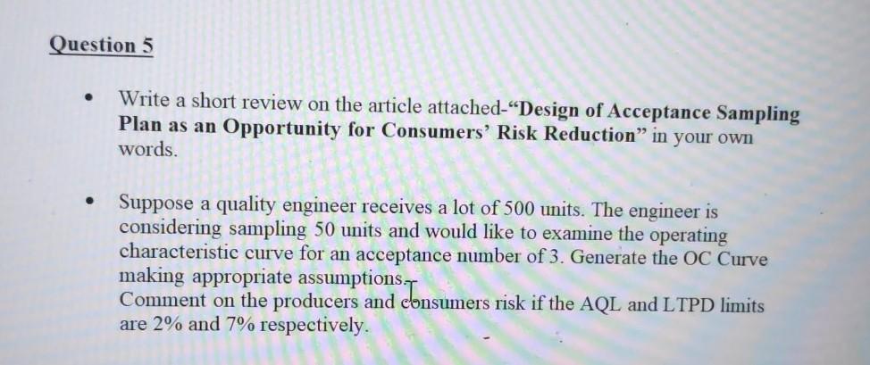 Reference case study is "Design of Acceptance