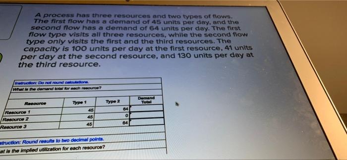 A process has three resources and two types of