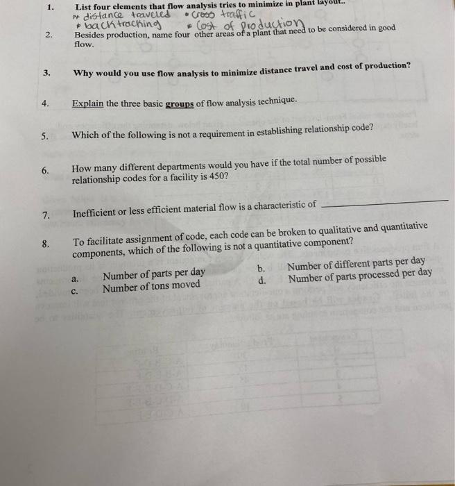 1. List four elements that flow analysis tries to