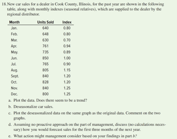 18. New car sales for a dealer in Cook County,