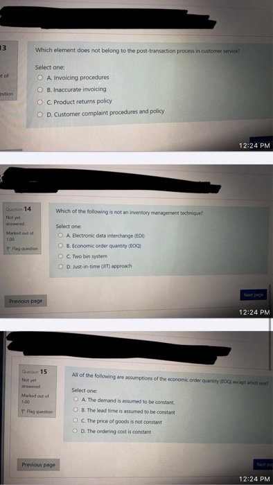 13 Which element does not belong to the post