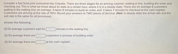 Consider a fast food joint somewhat like