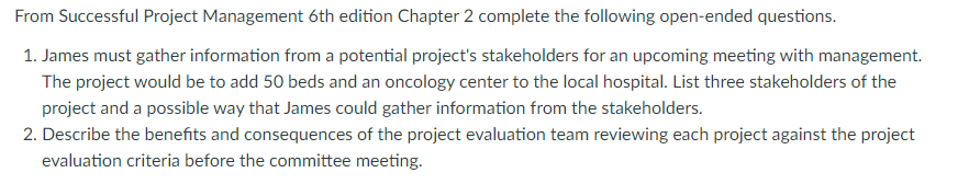 From Successful Project Management 6th edition