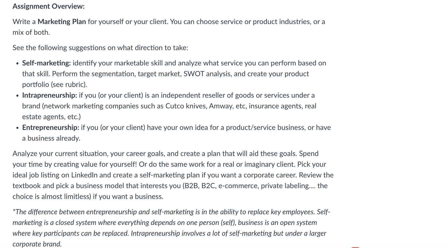 Assignment Overview: Write a Marketing Plan for