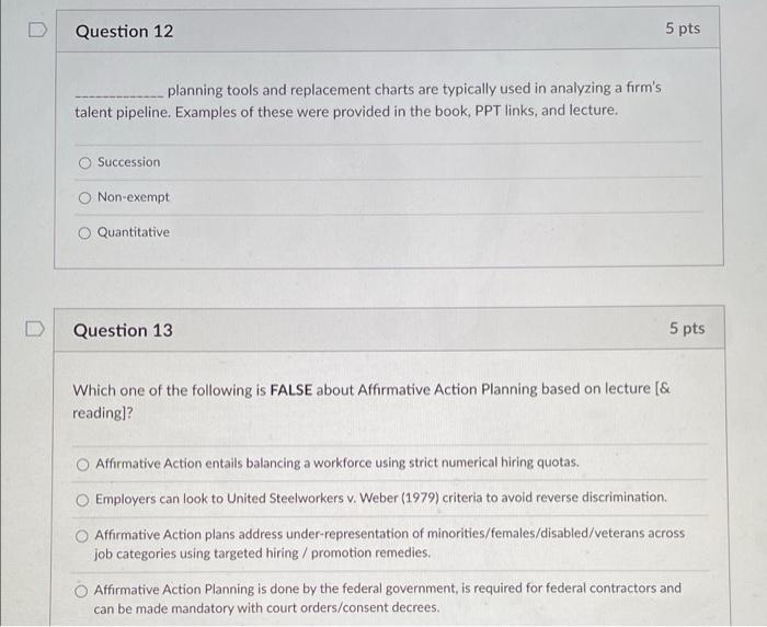 D Question 12 5 pts planning tools and