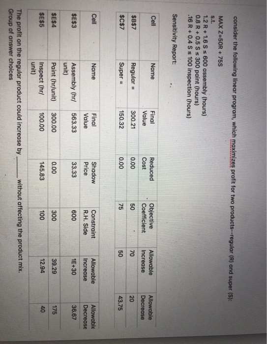 consider the following linear program, which