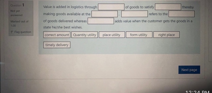 Question Not yet answered Value is added in