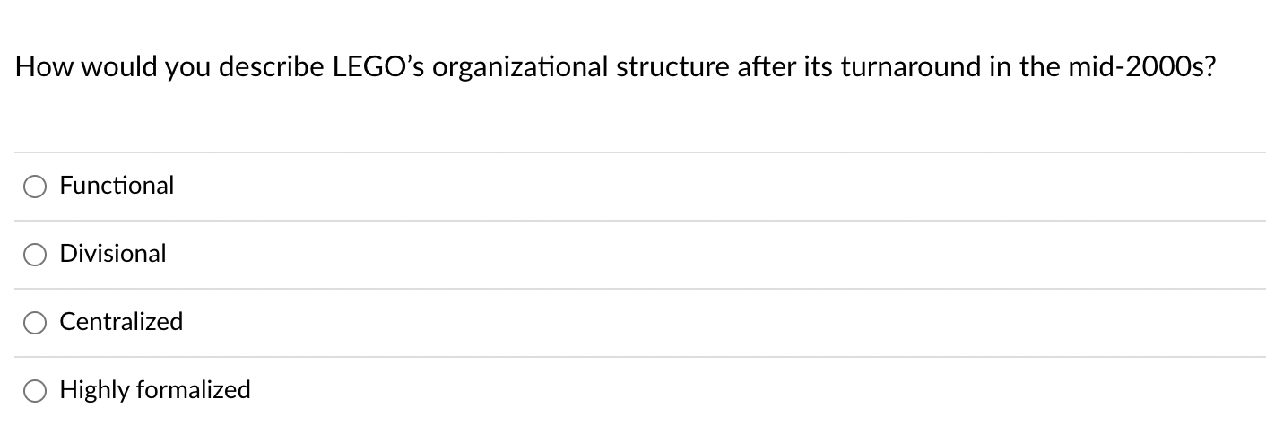 How would you describe LEGO's organizational