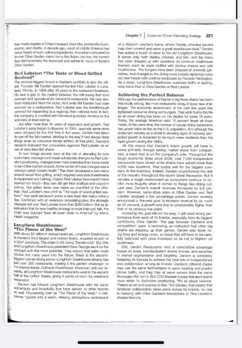 Darden Restaurants Case Questions 1. Describe how