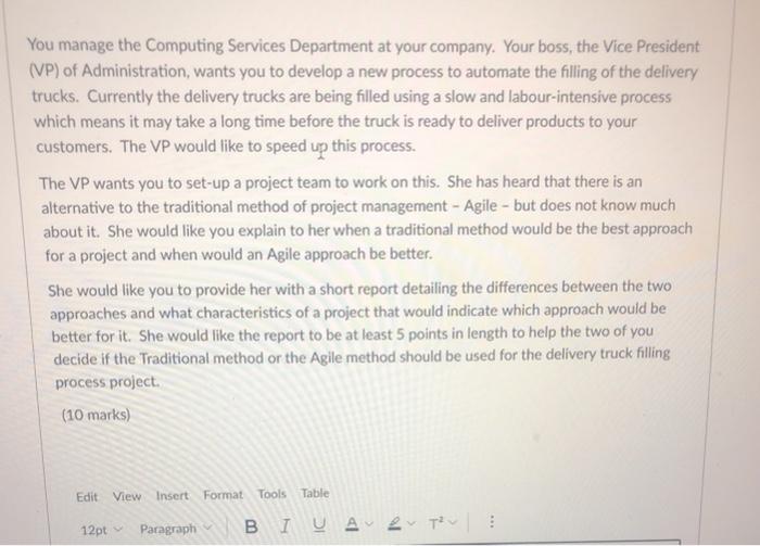 You manage the Computing Services Department at