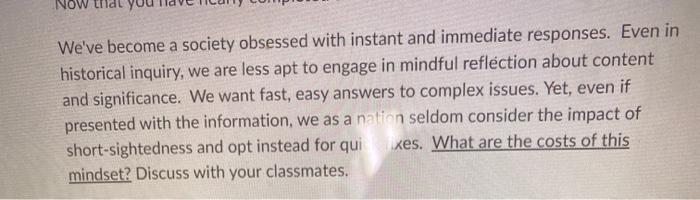 NOW We've become a society obsessed with instant