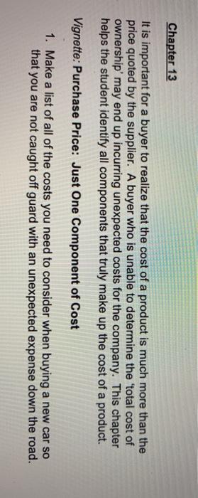 Chapter 13 It is important for a buyer to realize