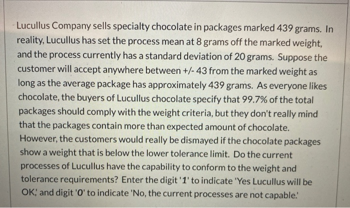 Lucullus Company sells specialty chocolate in