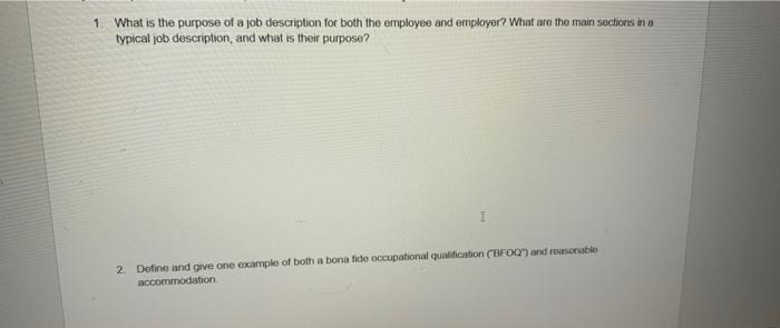 1. What is the purpose of a job description for