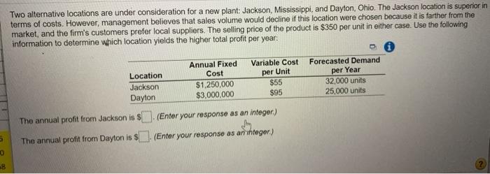 Two alternative locations are under consideration