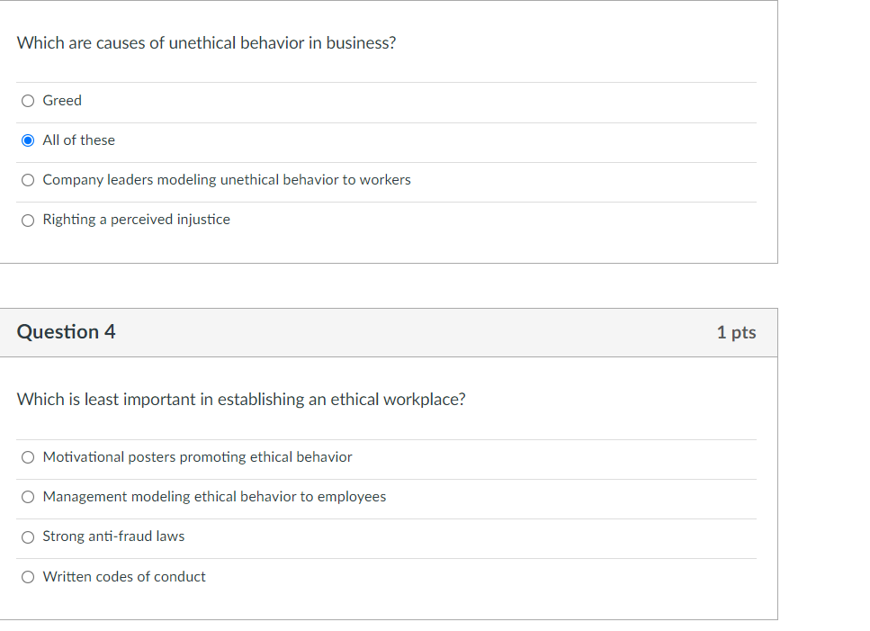 Which are causes of unethical behavior in
