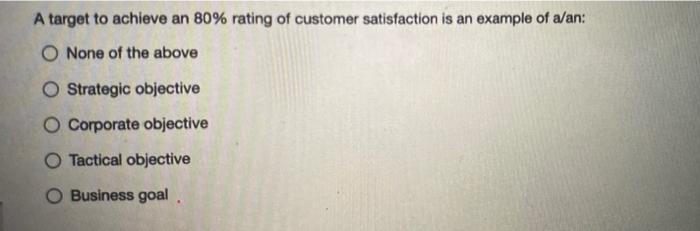 A target to achieve an 80% rating of customer
