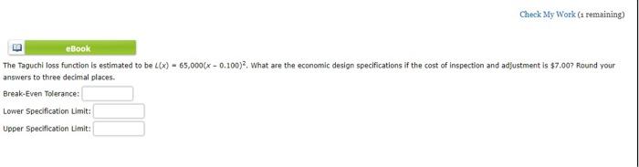 Check My Work (1 remaining) eBook The Taguchi