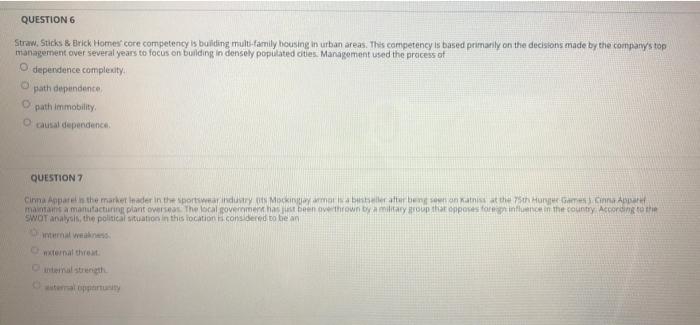 QUESTION 6 Straw. Sticks & Brick Homes core