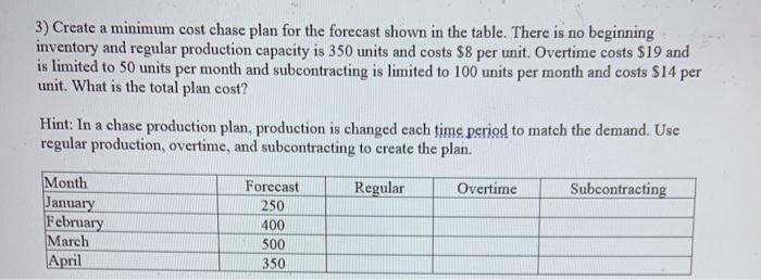 3) Create a minimum cost chase plan for the