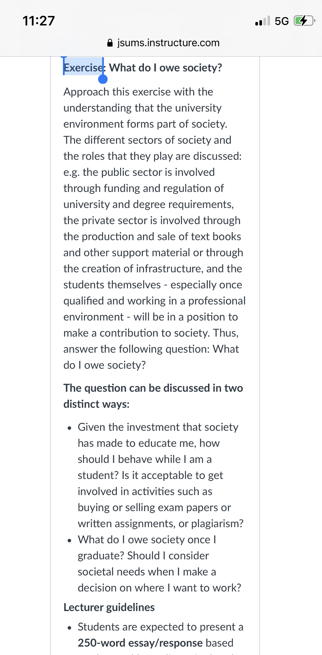 jsums.instructure.com ExercisiWhat do I owe