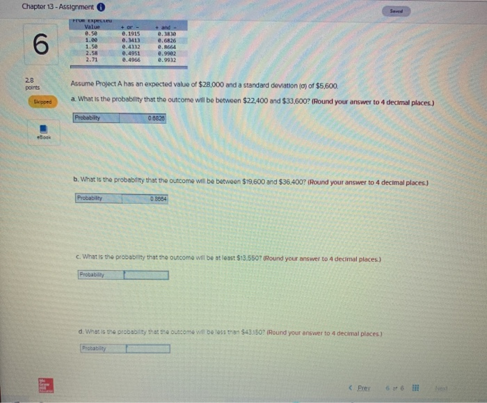 Chapter 13 - Assignment Sed 6 PUER Value 0.50