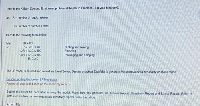 The LP model is entered and solved via Excel