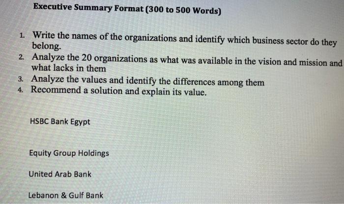 please write it in word not handwritten Executive