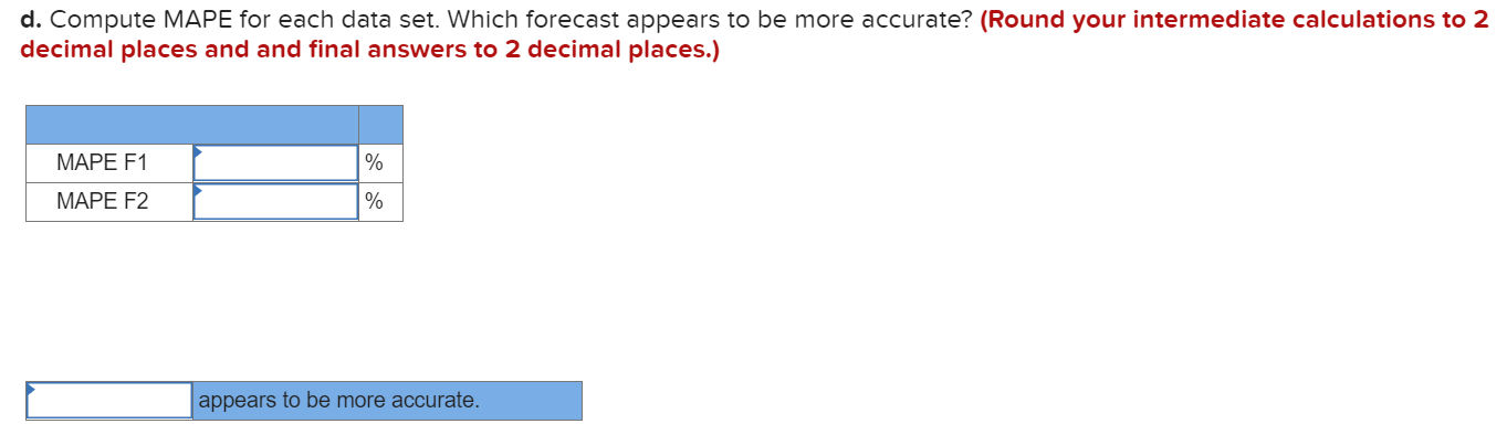 Problem 3-21 (Algo) Two different forecasting