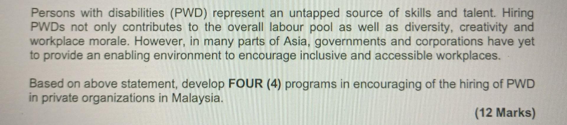 do help to solve this Persons with disabilities