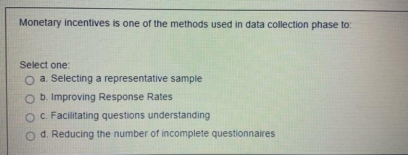 Monetary incentives is one of the methods used in