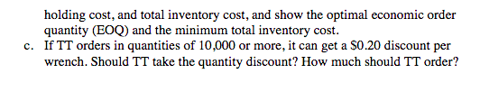 Please include the graph! 7. Tom's Tools (TT),