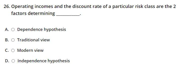 26. Operating incomes and the discount rate of a
