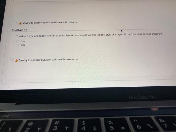 Moving to another question will save this