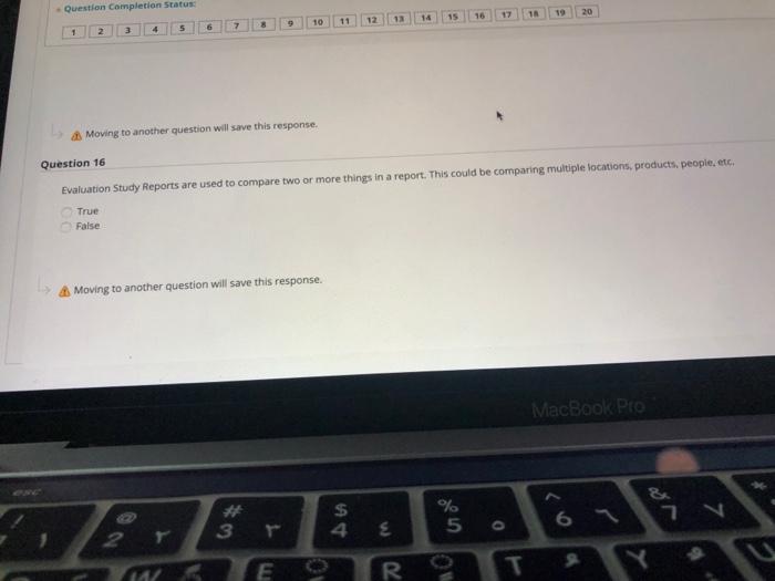 Moving to another question will save this